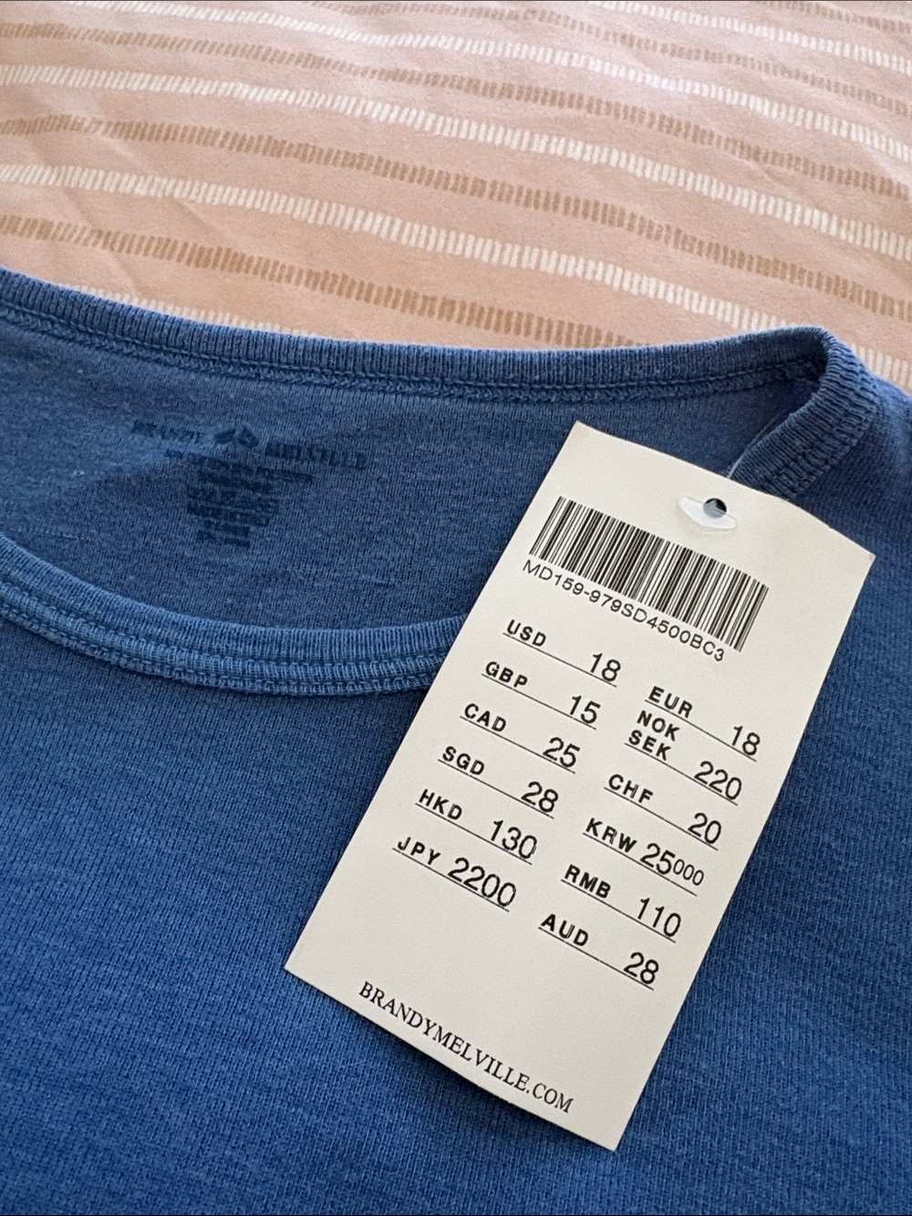 Brandy Melville Short Sleeve Crewneck Tee in Cobalt Blue - Picture 3 of 7